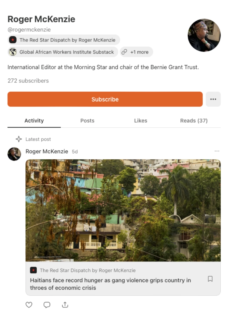 Roger McKenzie's Substack profile page